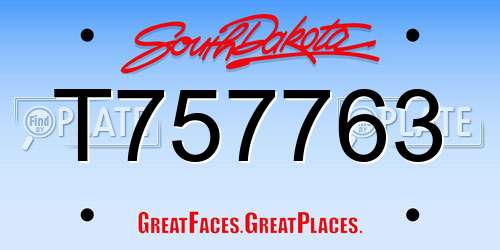 T757763 South Dakota License Plate
