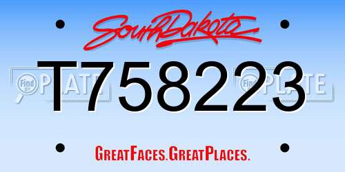 T758223 South Dakota License Plate