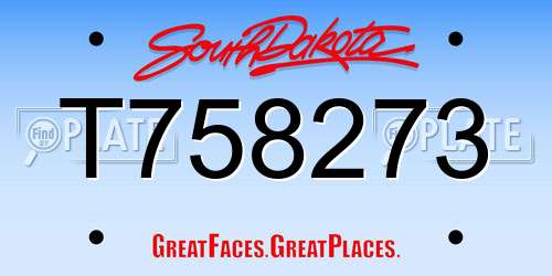 T758273 South Dakota License Plate