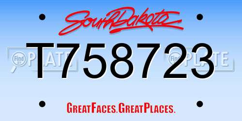 T758723 South Dakota License Plate