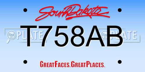 T758AB South Dakota License Plate