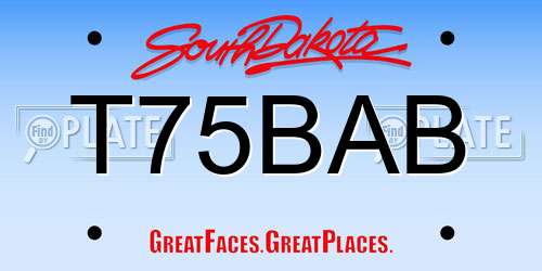 T75BAB South Dakota License Plate