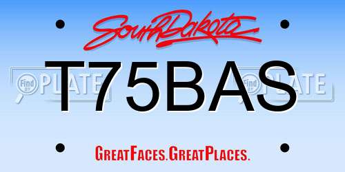 T75BAS South Dakota License Plate