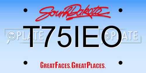 T75IEO South Dakota License Plate