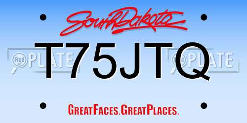 T75JTQ South Dakota License Plate