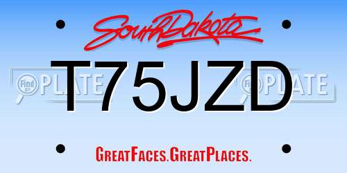 T75JZD South Dakota License Plate