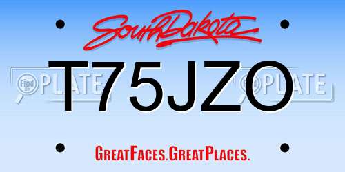 T75JZO South Dakota License Plate