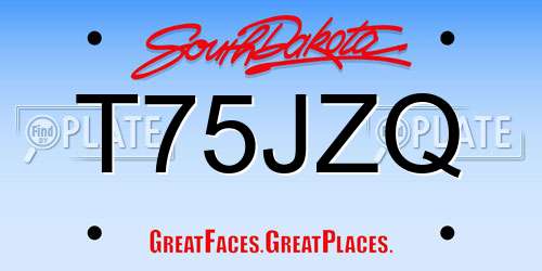 T75JZQ South Dakota License Plate