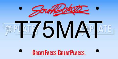 T75MAT South Dakota License Plate