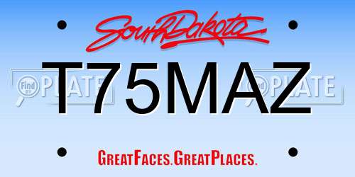 T75MAZ South Dakota License Plate