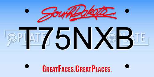 T75NXB South Dakota License Plate