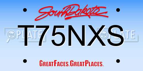 T75NXS South Dakota License Plate
