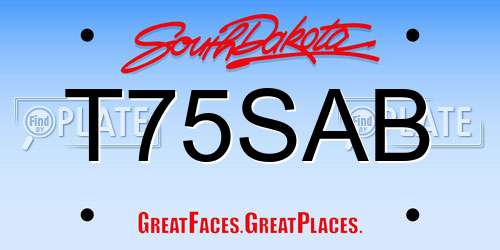 T75SAB South Dakota License Plate