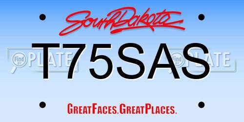 T75SAS South Dakota License Plate