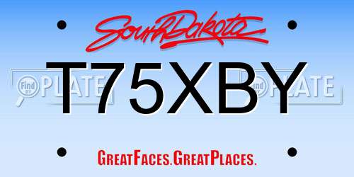 T75XBY South Dakota License Plate