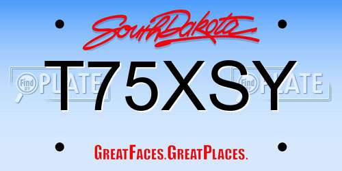 T75XSY South Dakota License Plate