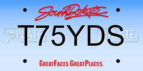 T75YDS South Dakota License Plate
