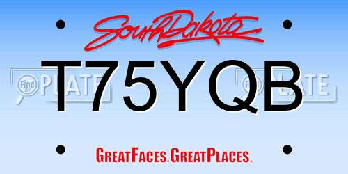 T75YQB South Dakota License Plate