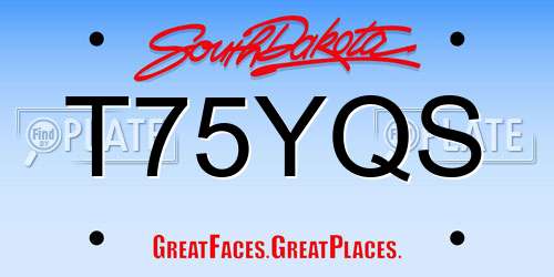 T75YQS South Dakota License Plate