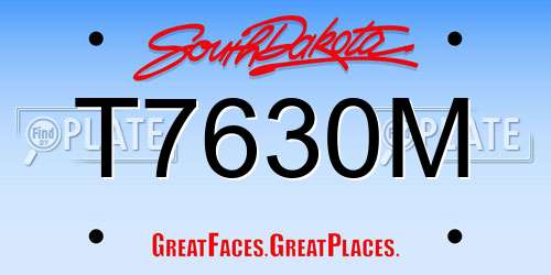T7630M South Dakota License Plate