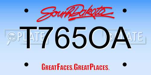 T765OA South Dakota License Plate