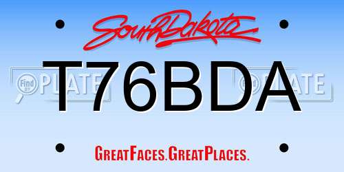 T76BDA South Dakota License Plate