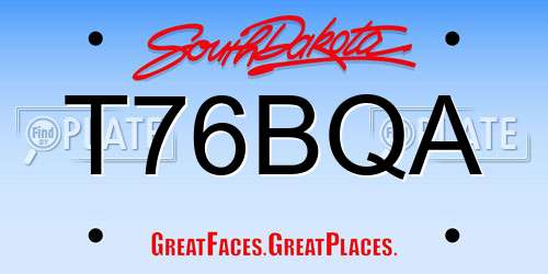 T76BQA South Dakota License Plate