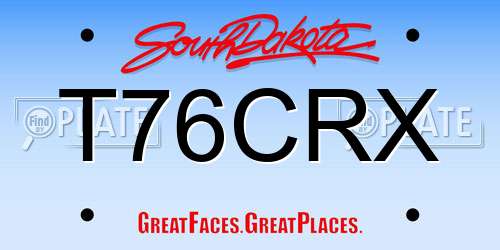T76CRX South Dakota License Plate