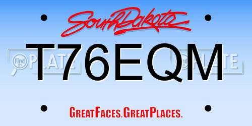 T76EQM South Dakota License Plate