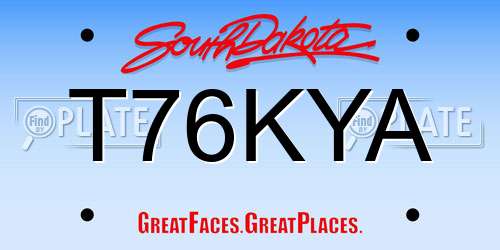 T76KYA South Dakota License Plate
