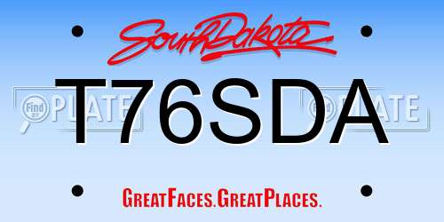 T76SDA South Dakota License Plate