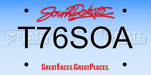 T76SOA South Dakota License Plate