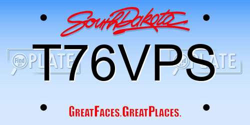 T76VPS South Dakota License Plate