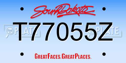 T77055Z South Dakota License Plate