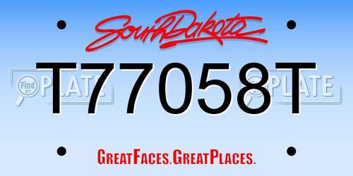 T77058T South Dakota License Plate