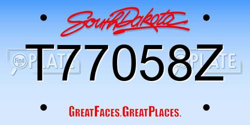 T77058Z South Dakota License Plate