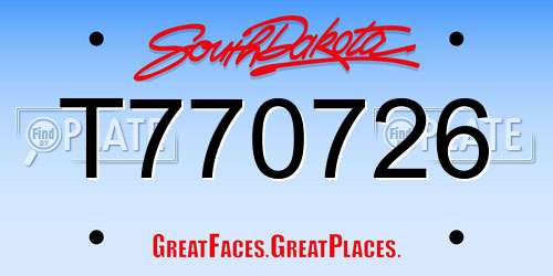T770726 South Dakota License Plate