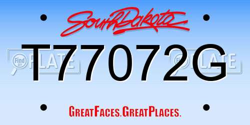 T77072G South Dakota License Plate