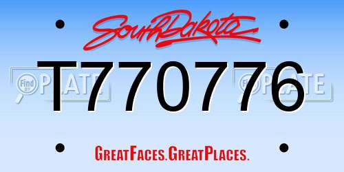 T770776 South Dakota License Plate