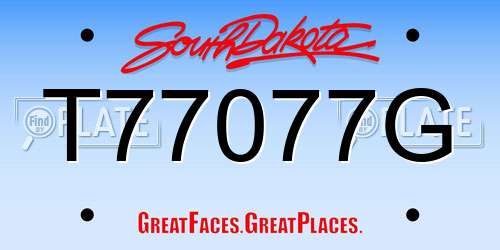T77077G South Dakota License Plate