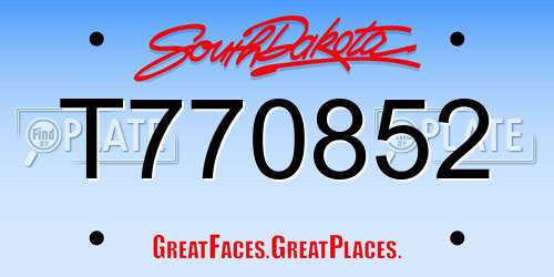 T770852 South Dakota License Plate