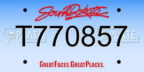 T770857 South Dakota License Plate