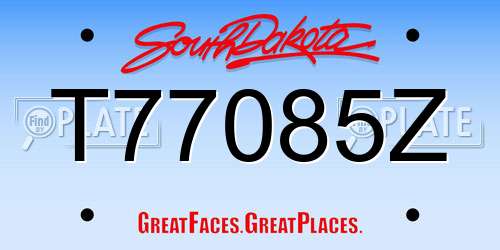 T77085Z South Dakota License Plate