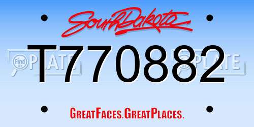 T770882 South Dakota License Plate