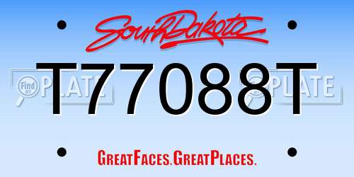 T77088T South Dakota License Plate