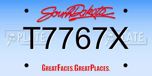 T7767X South Dakota License Plate