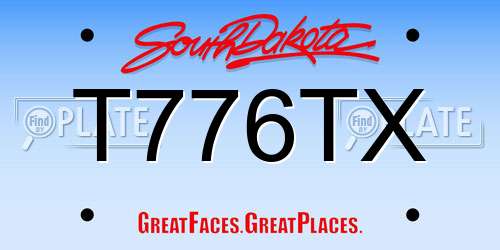 T776TX South Dakota License Plate