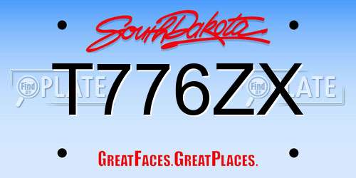 T776ZX South Dakota License Plate