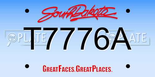 T7776A South Dakota License Plate