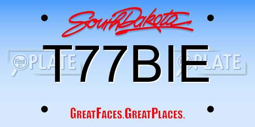 T77BIE South Dakota License Plate